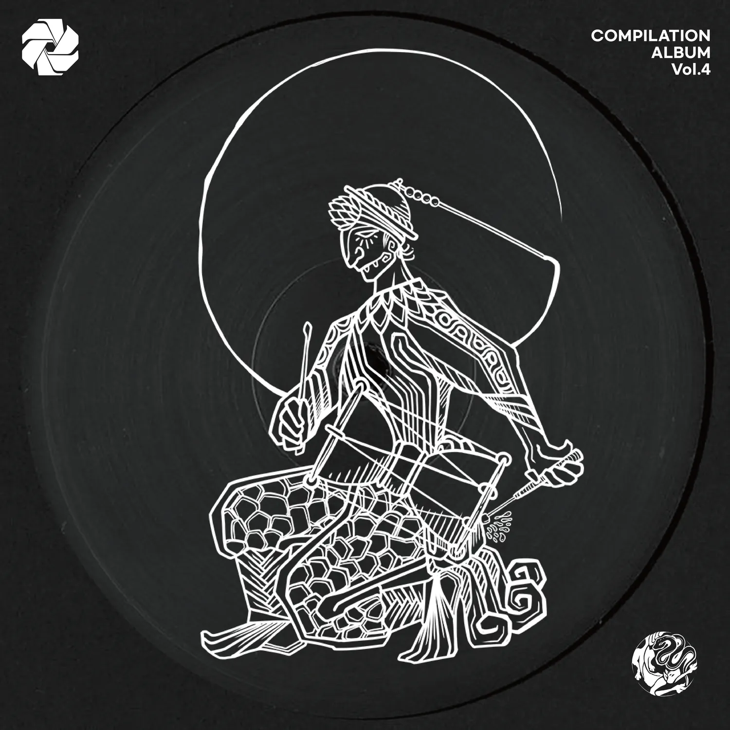 래이부 : 개판 아즈텍 문명 미술에서 영감을 받아 그린 장구 연주자 Korean Rave : Unleash the PA'AN Drawing of a Korean hour-glass drum player inspired by Aztec art
