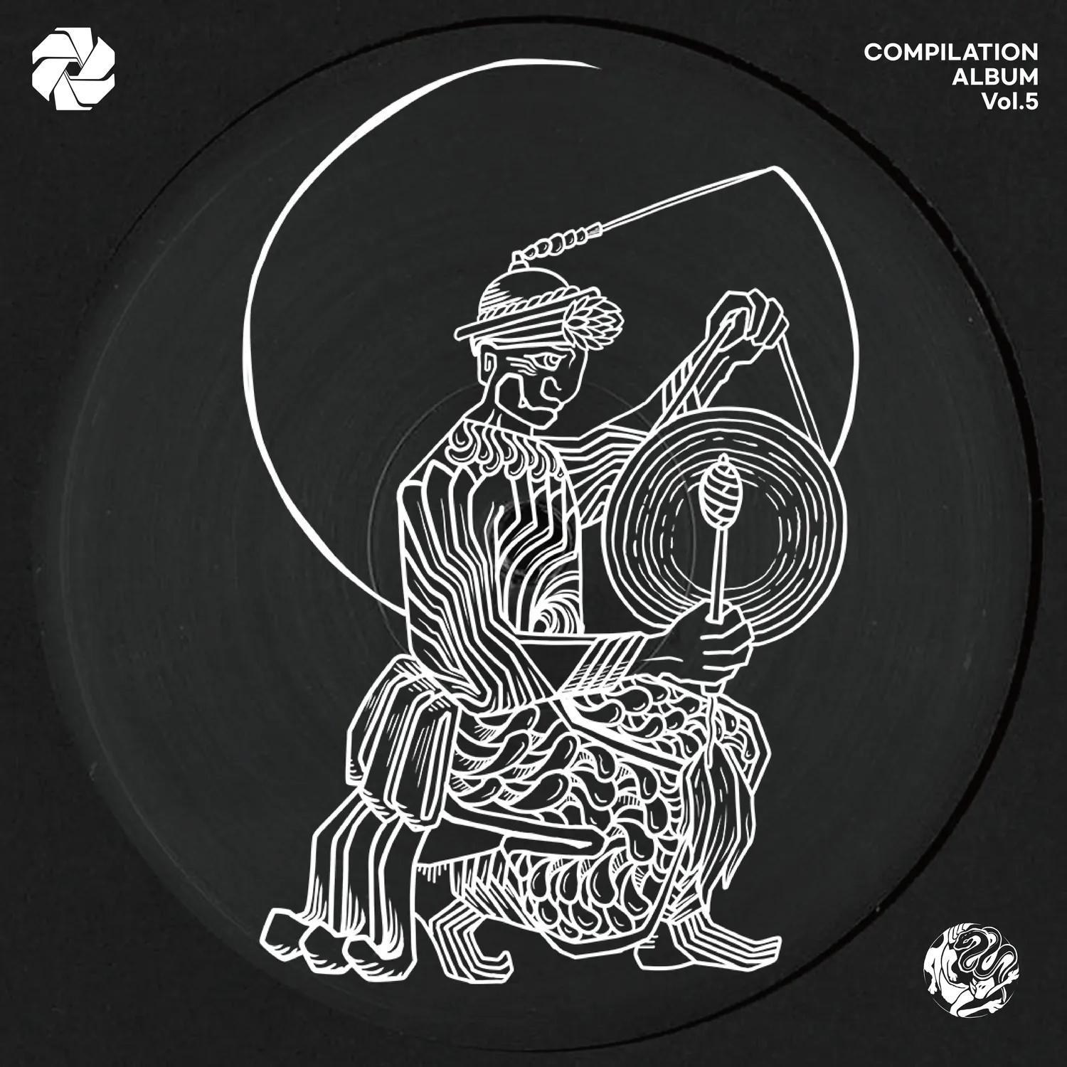 래이부 : 개판 아즈텍 문명 미술에서 영감을 받아 그린 징 연주자 Korean Rave : Unleash the PA'AN Drawing of a Korean gong player inspired by Aztec art