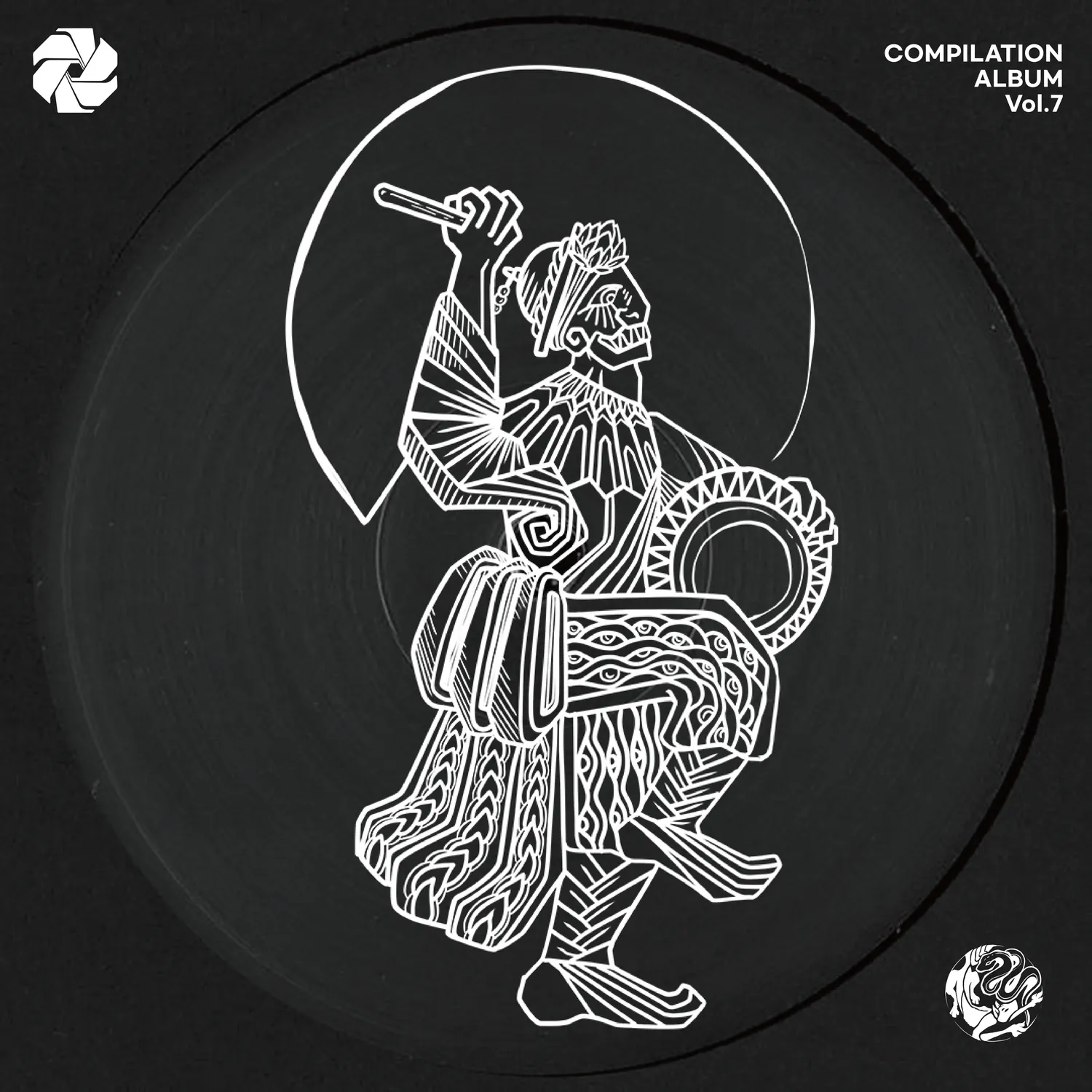 래이부 : 개판 아즈텍 문명 미술에서 영감을 받아 그린 북 연주자 Korean Rave : Unleash the PA'AN Drawing of a Korean drum player inspired by Aztec art
